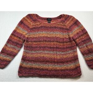 Sigrid‎ Olsen Women's Rainbow Stripe Sweater 100% Silk Size XL Long Sleeve